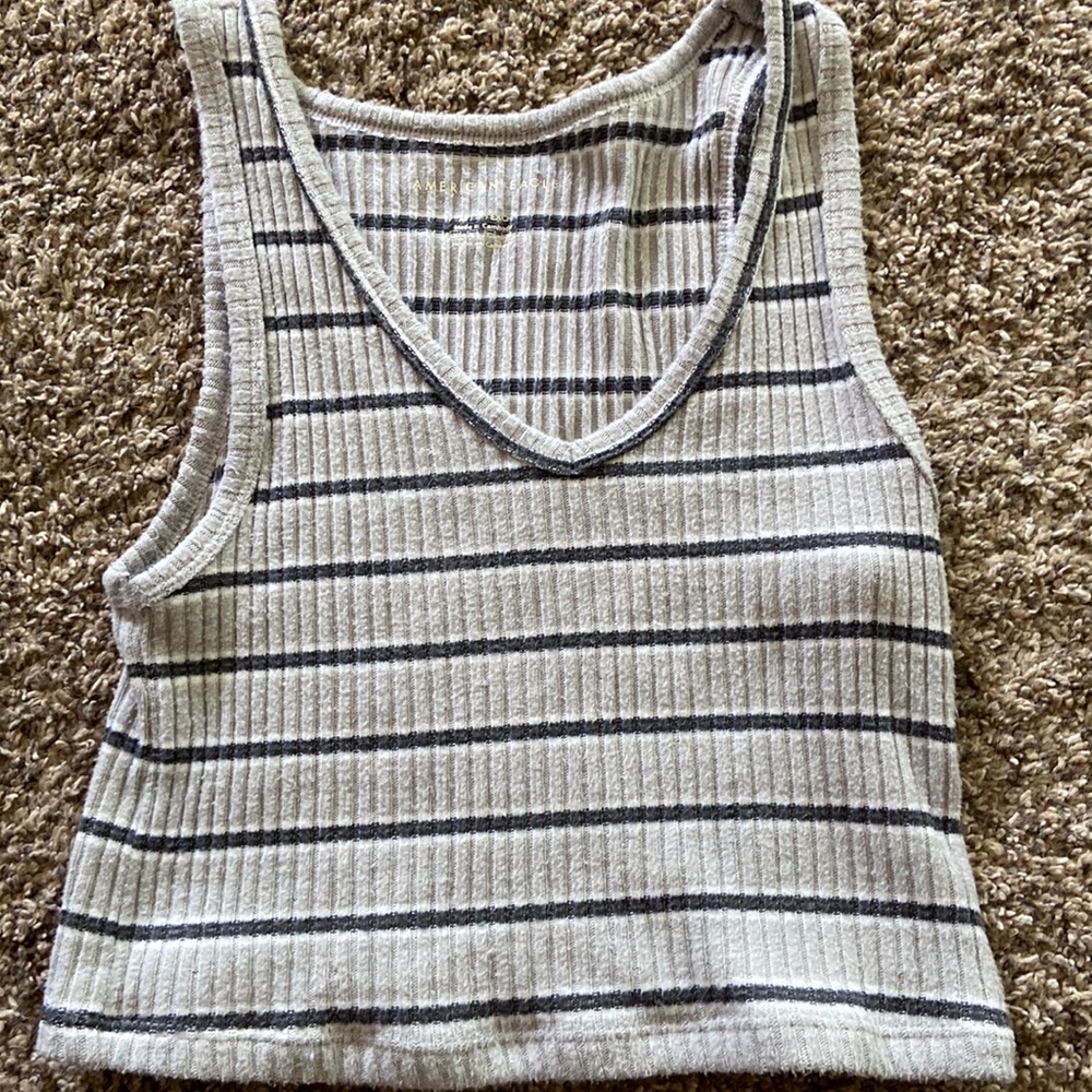 Cute and soft American Eagle tank top. Smoke free home. Light and dark grey